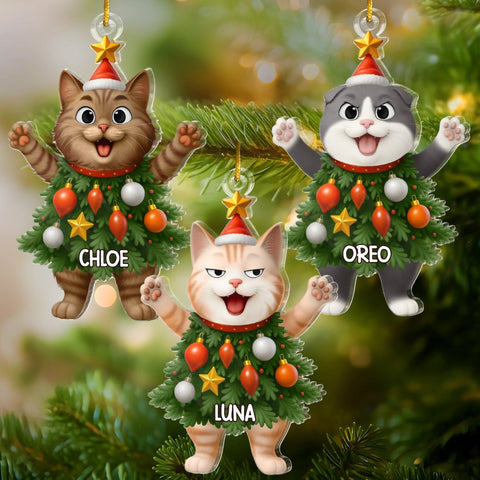 Custom Acrylic Ornament - Personalized Christmas Birthday Gifts For Cat Lovers, Cat Mom And Dad - Paws Make Holidays Warmer