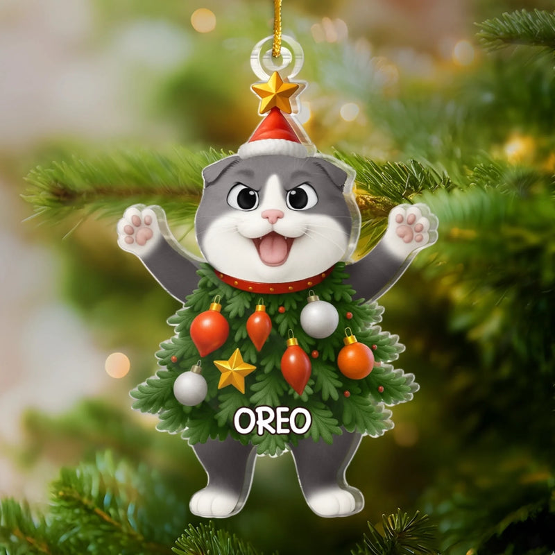 Custom Acrylic Ornament - Personalized Christmas Birthday Gifts For Cat Lovers, Cat Mom And Dad - Paws Make Holidays Warmer