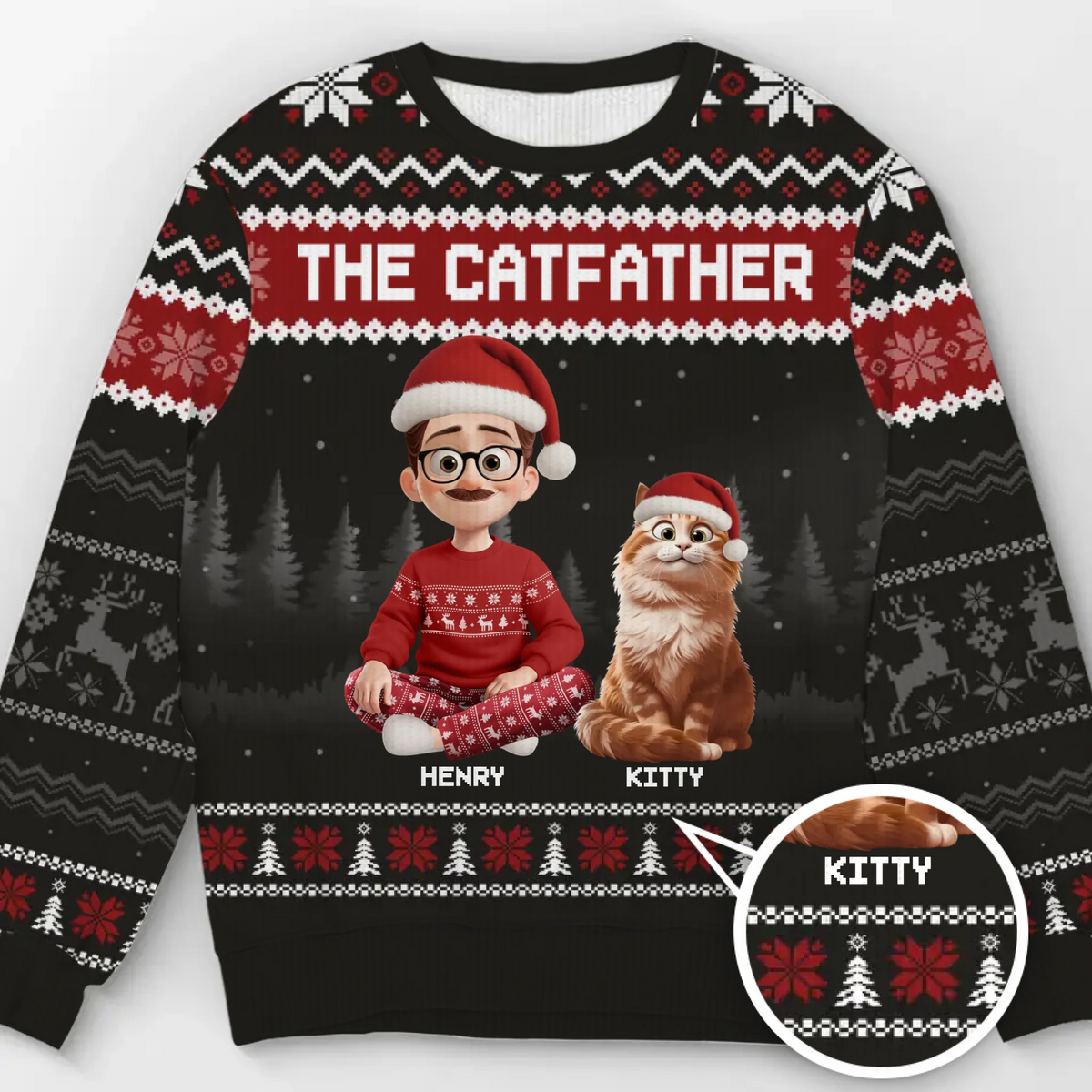 Custom Unisex Ugly Sweatshirt - Personalized  Christmas Birthday Gifts For Cat Lovers, Cat Mom And Dad - Purrfectly Loved