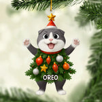 Custom Name Christmas Cat Gifts for Cat Lovers - Personalized Ornament