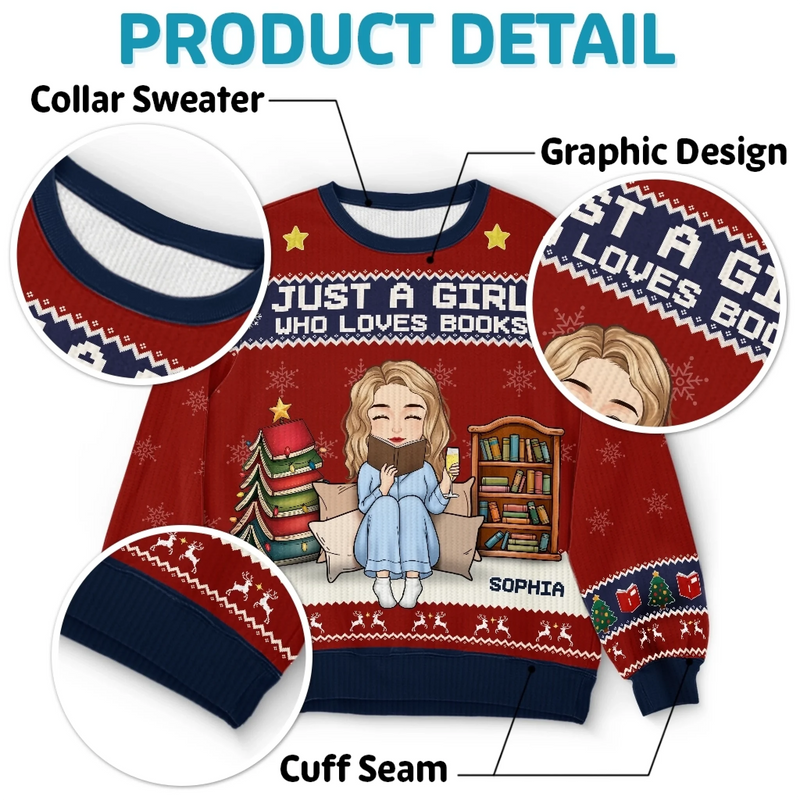 Custom Unisex Ugly Sweatshirt - Personalized  Christmas Bookish Gifts For Book Lovers, Bookworms, Readers - All I Want Are Books
