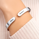 Custom Engraved Stainless Steel Cuff Bracelet - Personalized Birthday Gifts For Mom, Daughter - A Bond That Shines Forever