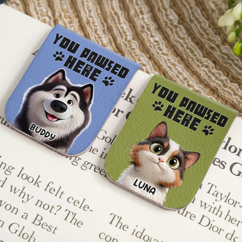 Custom Leather Magnetic Bookmark - Personalized  Bookish Gifts For Book Lovers, Bookworms, Dog Dad And Mom - Paws And Pages Bring Joy