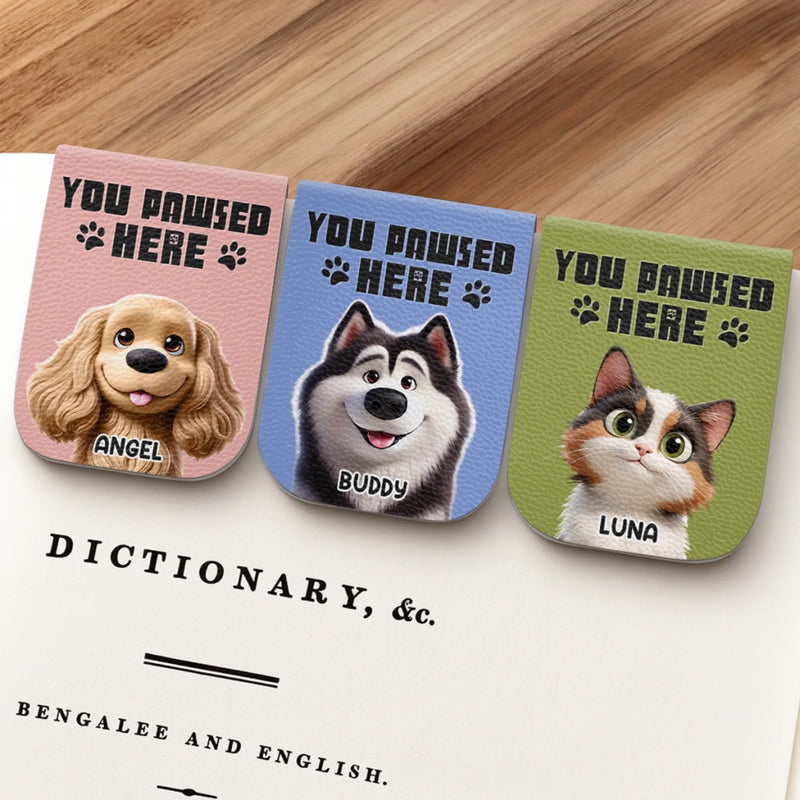 Custom Leather Magnetic Bookmark - Personalized  Bookish Gifts For Book Lovers, Bookworms, Dog Dad And Mom - Paws And Pages Bring Joy