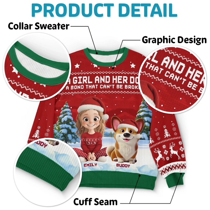 Custom Unisex Ugly Sweatshirt - Personalized  Christmas Birthday Gifts For Dog Lovers, Dog Dad And Mom - Festive Fur Baby Love