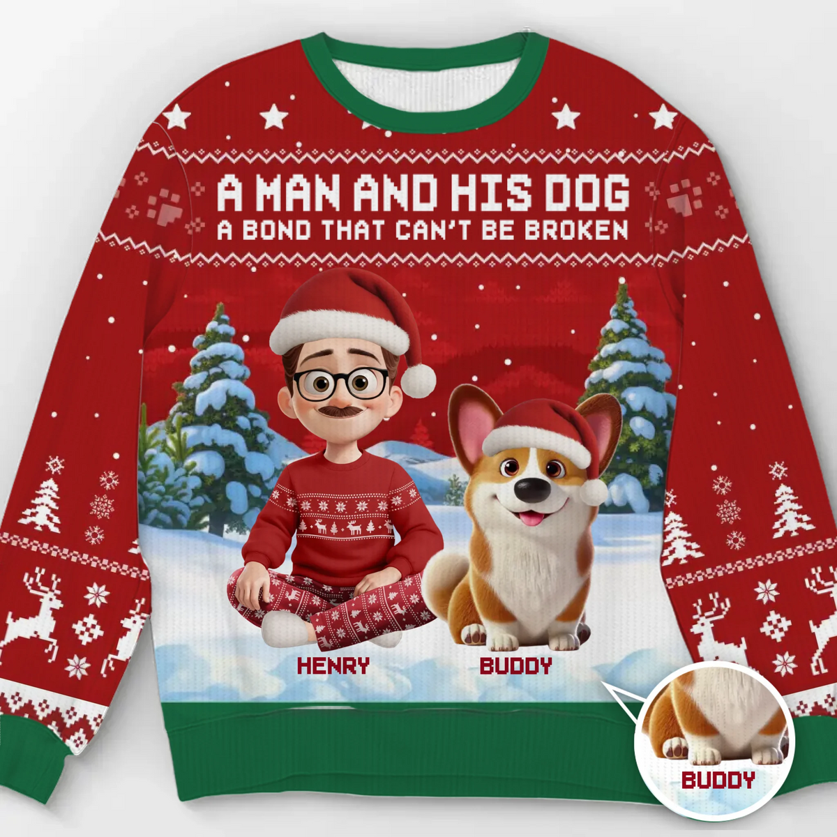 Custom Unisex Ugly Sweatshirt - Personalized  Christmas Birthday Gifts For Dog Lovers, Dog Dad And Mom - Festive Fur Baby Love