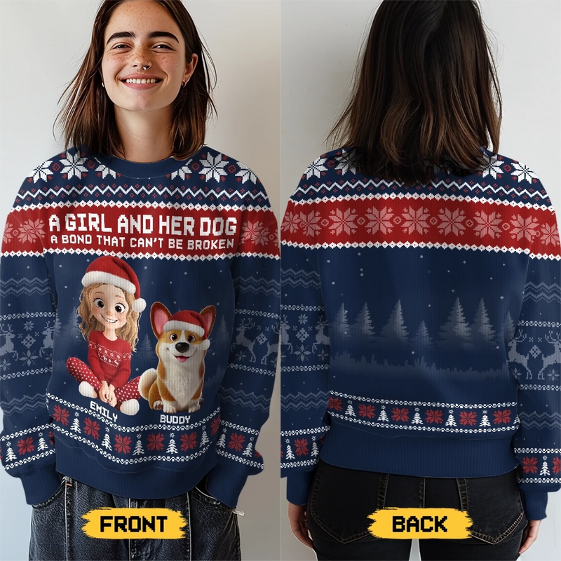 Custom Unisex Ugly Sweatshirt - Personalized  Christmas Birthday Gifts For Dog Lovers, Dog Dad And Mom - A Pawfect Holiday Duo