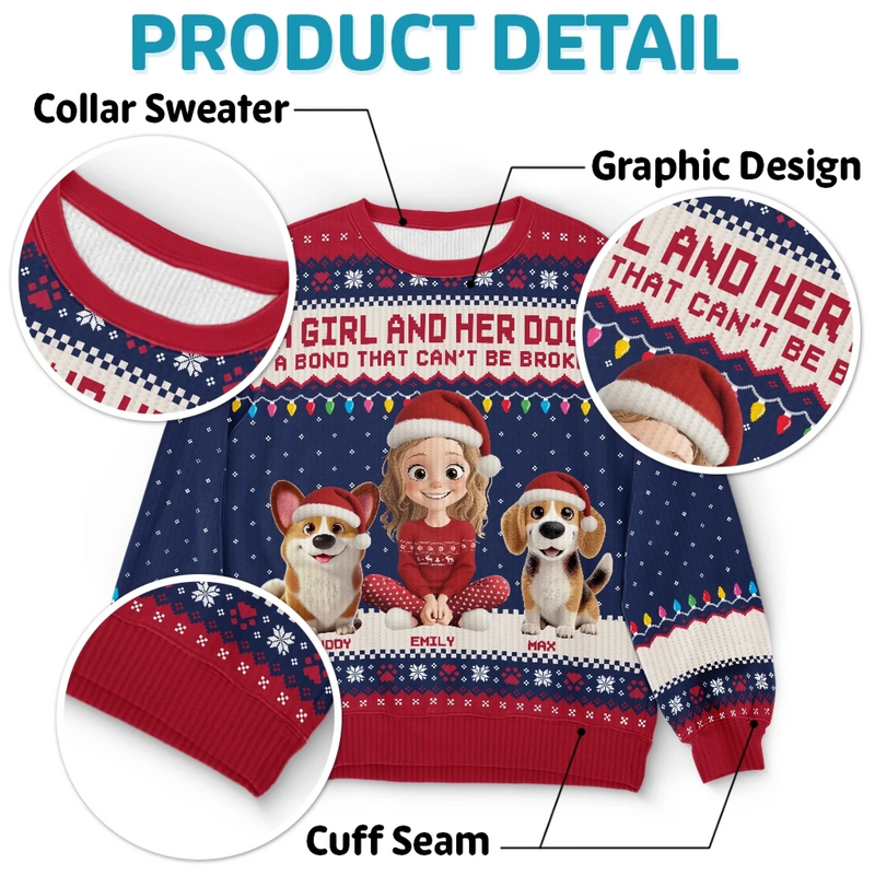 Custom Unisex Ugly Sweatshirt - Personalized  Christmas Birthday Gifts For Dog Lovers, Dog Dad And Mom - Forever My Pawtner In Crime
