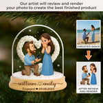 Custom Photo First Christmas Acrylic Ornament - Personalized Engaged Anniversary Christmas Wedding Gifts For Husband And Wife, Him And Her - True Love’s Big Moment