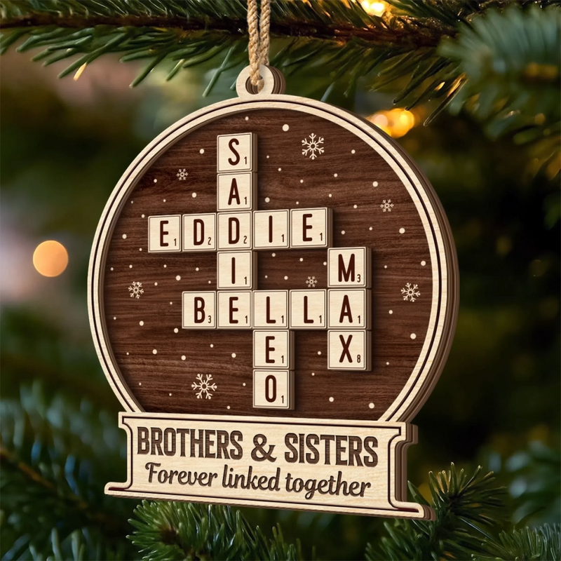 Custom Double Layer Wooden Ornament - Personalized Christmas Birthday Gifts For Brother, Sister - Laughter Flows When We Are Together