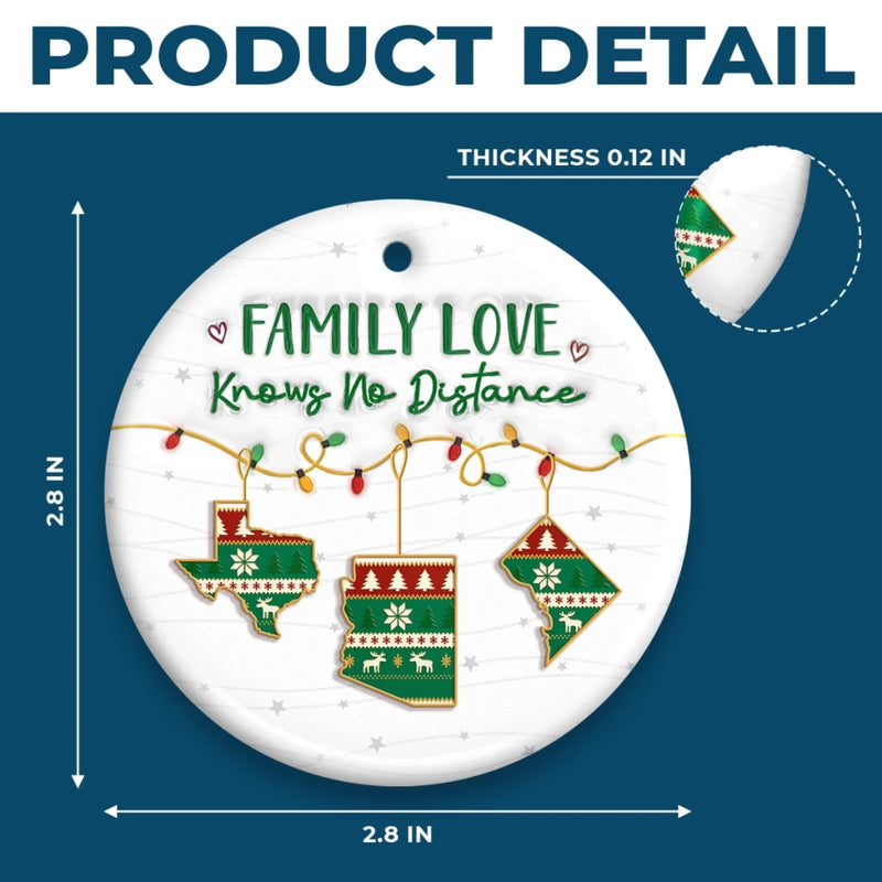 Custom Long Distance Ceramic Ornament - Personalized Christmas Birthday Gifts For Mom, Dad, Brother, Sister, Kids - Always Connected No Matter The Miles