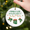 Custom Long Distance Ceramic Ornament - Personalized Christmas Birthday Gifts For Mom, Dad, Brother, Sister, Kids - Always Connected No Matter The Miles