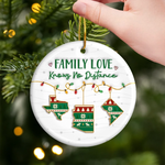 Custom Long Distance Ceramic Ornament - Personalized Christmas Birthday Gifts For Mom, Dad, Brother, Sister, Kids - Always Connected No Matter The Miles