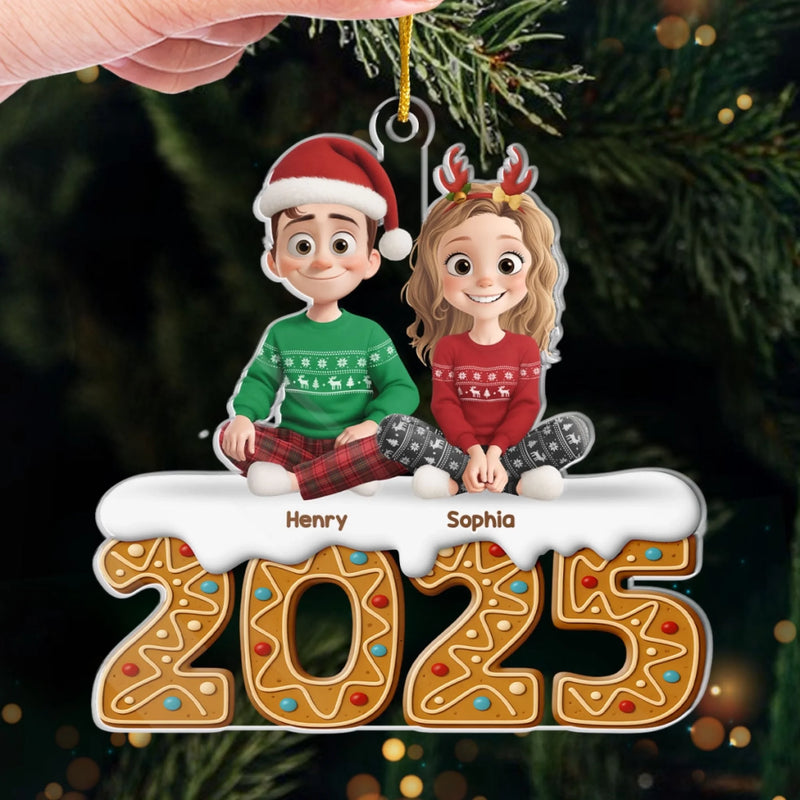Custom Acrylic Ornament - Personalized Engaged Anniversary Christmas Wedding Gifts For Husband And Wife, Him And Her - Love Wrapped In Lights
