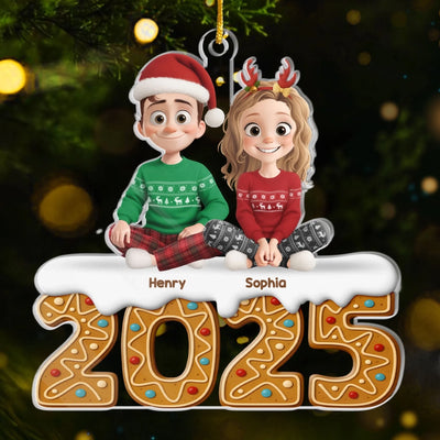 Custom Acrylic Ornament - Personalized Engaged Anniversary Christmas Wedding Gifts For Husband And Wife, Him And Her - Love Wrapped In Lights
