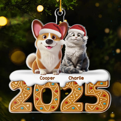 Custom Acrylic Ornament - Personalized Christmas Birthday Gifts For Dog Cat Lovers, Dog Dad And Mom, Cat Owners - Pets Fill Life With Joy