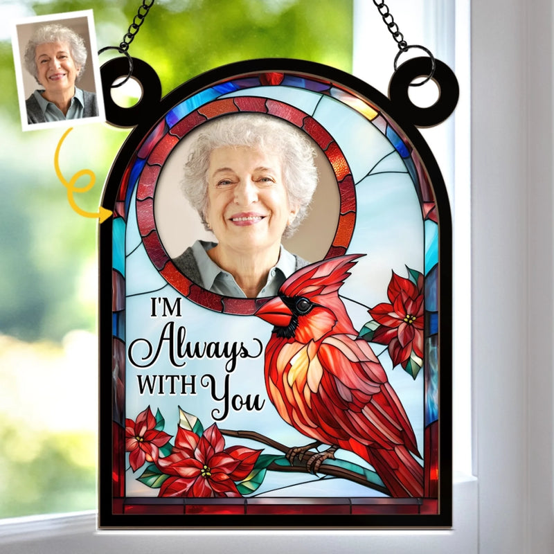 Custom Photo Window Hanging Suncatcher Ornament - Personalized Memorial Sympathy Gifts For Loss Of Mom, Dad - Memories Of Love Live On