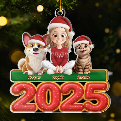 Custom Acrylic Ornament - Personalized Christmas Birthday Gifts For Dog Cat Lovers, Dog Dad And Mom, Cat Owners - Together Furever