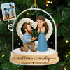 Custom Photo First Christmas Acrylic Ornament - Personalized Engaged Anniversary Christmas Wedding Gifts For Husband And Wife, Him And Her - True Love’s Big Moment