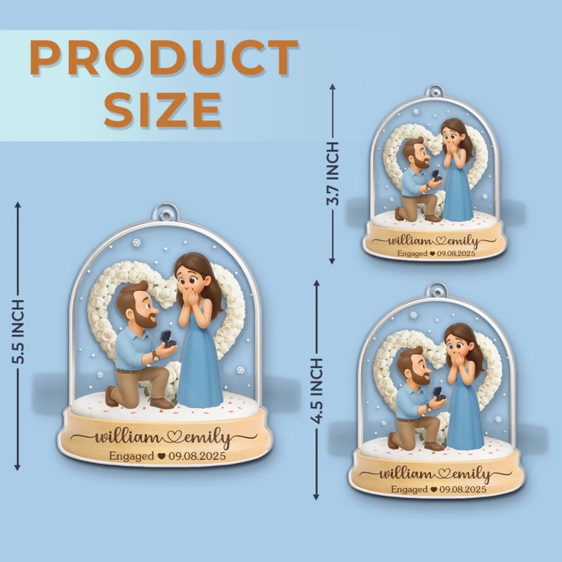 Custom Photo First Christmas Acrylic Ornament - Personalized Engaged Anniversary Christmas Wedding Gifts For Husband And Wife, Him And Her - True Love’s Big Moment