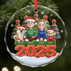 Custom Circle Glass Ornament -  Personalized Christmas Birthday Gifts For Family, Dog Cat Lovers - Together Forever Never Apart
