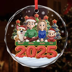Custom Circle Glass Ornament -  Personalized Christmas Birthday Gifts For Family, Dog Cat Lovers - Together Forever Never Apart