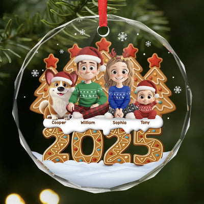 Custom Circle Glass Ornament -  Personalized Christmas Birthday Gifts For Family, Dog Cat Lovers - My Pet My Happy Place
