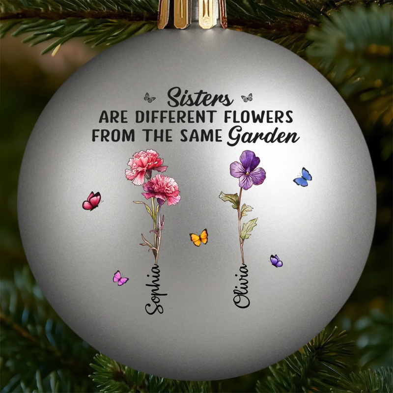 Custom Colored Ball Ornament - Personalized Best Friend Christmas Birthday Gifts For Women, Besties, Sisters, BFF - Besties Bring Sunshine Every Day
