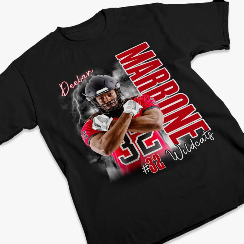 Custom Player Football T-shirt, Hoodie - Personalized Gift For Birthday, Football Football Lovers, NFL Fans, Sport Lovers, Senior Graduation Gift - Bootleg T-shirt With Photo