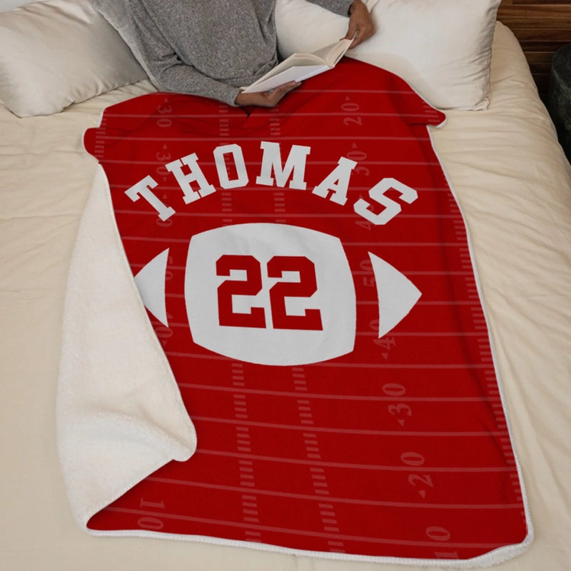 Custom American Football Blanket - Personalized Gift For Birthday, Football Football Lovers, NFL Fans, Sport Lovers, Senior Graduation Gift - Chasing Victory Under The Lights