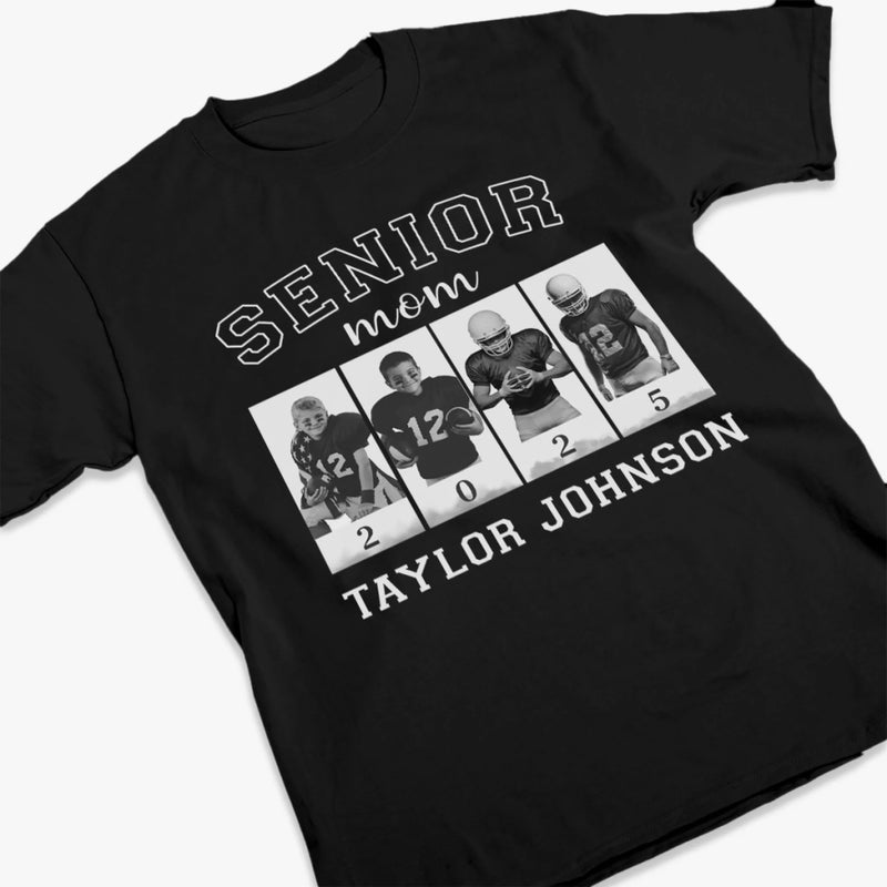 Upload Photo Senior Football Mama T-shirt, Hoodie - Personalized Birthday Football Gifts For Mom, Football Lovers, NFL Fans, Sport Lovers - 2025 Senior Football With Kid Photos