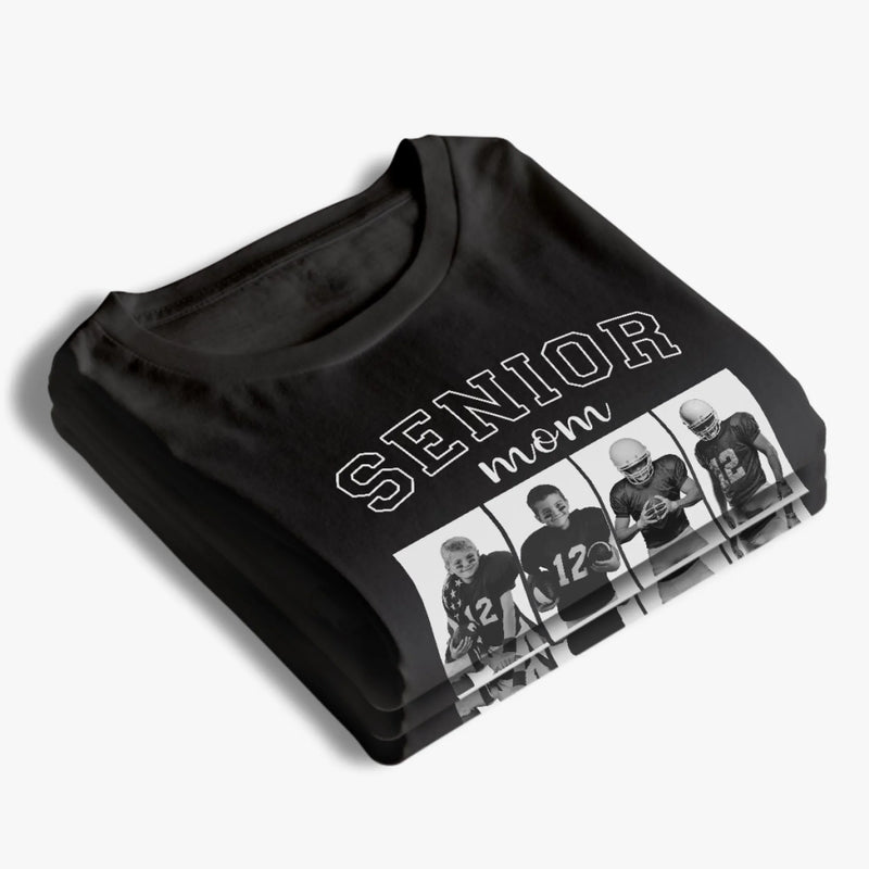Upload Photo Senior Football Mama T-shirt, Hoodie - Personalized Birthday Football Gifts For Mom, Football Lovers, NFL Fans, Sport Lovers - 2025 Senior Football With Kid Photos