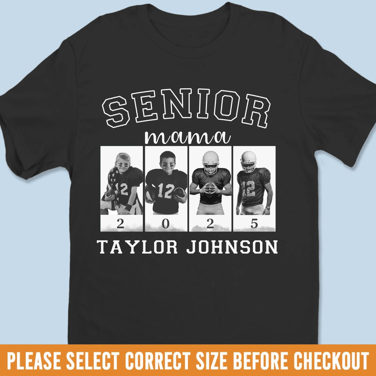 Upload Photo Senior Football Mama T-shirt, Hoodie - Personalized Birthday Football Gifts For Mom, Football Lovers, NFL Fans, Sport Lovers - 2025 Senior Football With Kid Photos