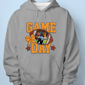 Upload Photo Football Cheer GameDay T-shirt, Hoodie - Personalized Birthday Football Gifts For Mom, American Football Players, Football Lovers, NFL Fans, - American Football Senior GameDay