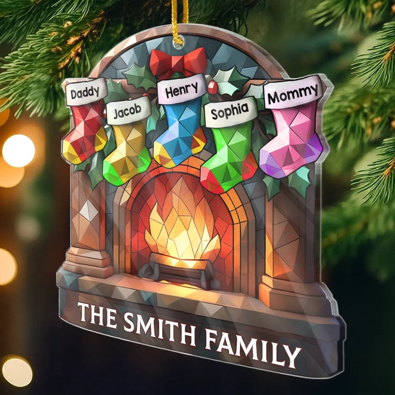 Custom Acrylic Ornament - Personalized Christmas Birthday Gifts For Mom, Dad, Kids - Love Makes A Family