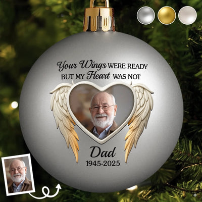 Custom Photo Colored Ball Ornament - Personalized Christmas Memorial Sympathy Gifts For Loss Of Mom, Dad - Love Never Fades Away
