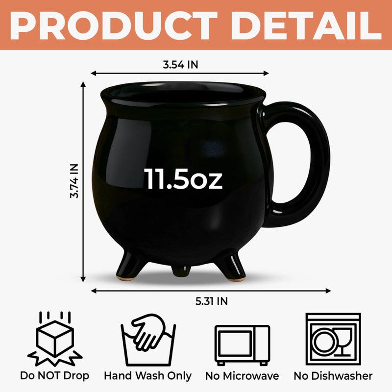 Custom 12oz Ceramic Cauldron Coffee Mug - Personalized Halloween Witchy Gifts For Besties, Sisters, BFF, Family, Yourself - Partners In Potions