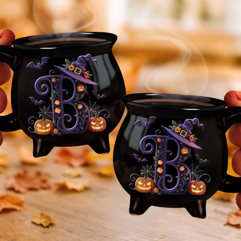 Custom 12oz Ceramic Cauldron Coffee Mug - Personalized Halloween Witchy Gifts For Besties, Sisters, BFF, Family, Yourself - Brew And Boo