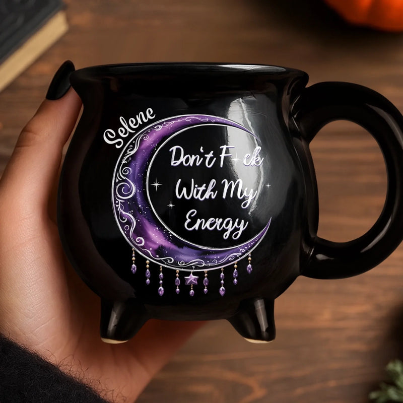 Custom 12oz Ceramic Cauldron Coffee Mug - Personalized Halloween Witchy Gifts For Besties, Sisters, BFF, Family, Yourself - Boss Witch Energy