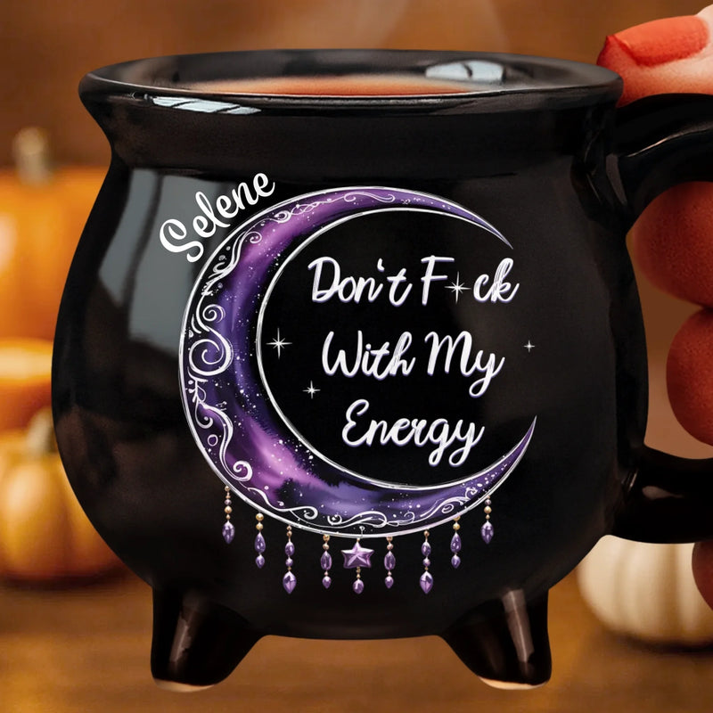 Custom 12oz Ceramic Cauldron Coffee Mug - Personalized Halloween Witchy Gifts For Besties, Sisters, BFF, Family, Yourself - Boss Witch Energy