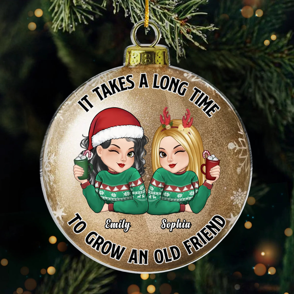 Custom Acrylic Ornament - Personalized Best Friend Christmas Birthday Gifts For Women, Besties, Sisters, BFF - Besties Forever No End