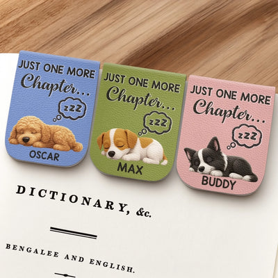 Custom Leather Magnetic Bookmark - Personalized  Bookish Gifts For Book Lovers, Bookworms, Dog Dad And Mom - Happiness Is Another Chapter