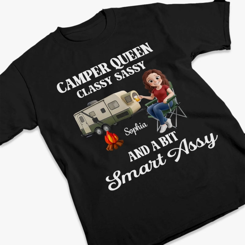 Custom Unisex T-shirt, Premium T-shirt, Hoodie - Personalized Birthday Camping Gifts For Campers - Queen Of The Campsite