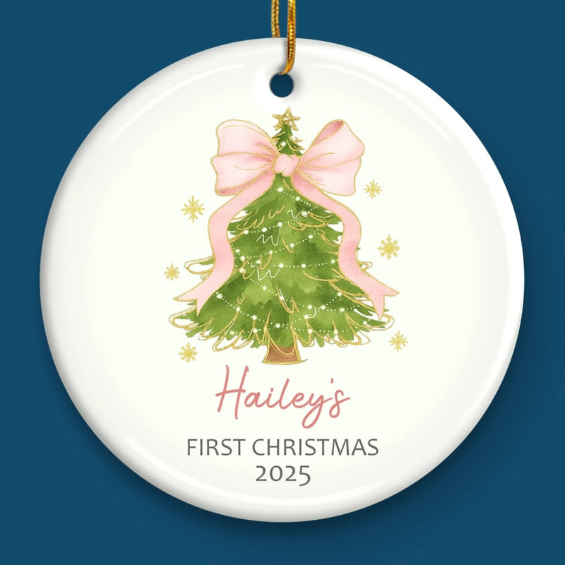 Custom Baby First Christmas Ceramic Ornament - Personalized Christmas Baby Shower, Gifts For New Moms, New Dads, New Parents - First Christmas Cuddles