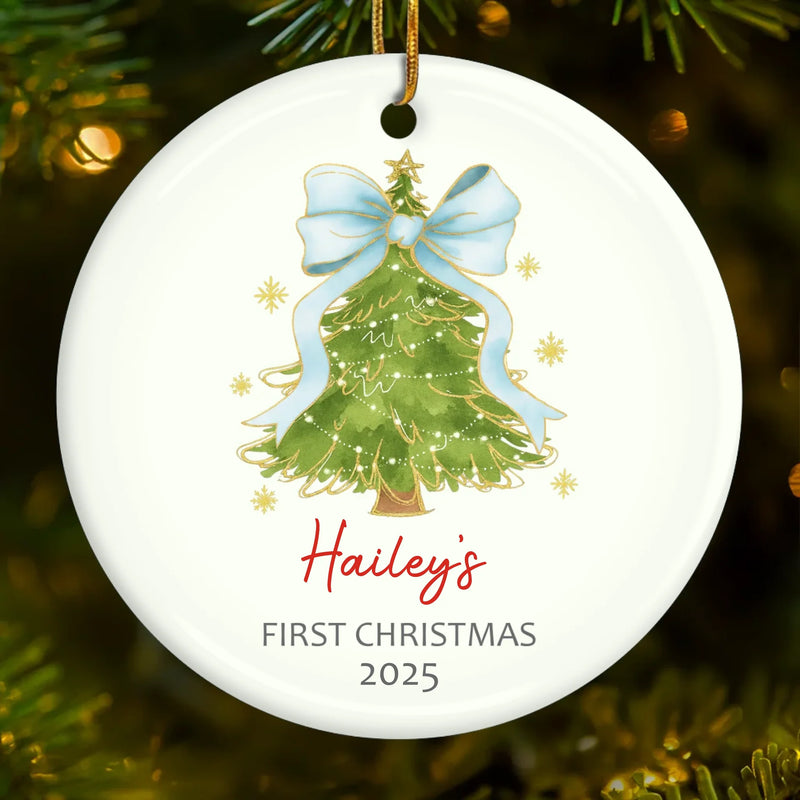 Custom Baby First Christmas Ceramic Ornament - Personalized Christmas Baby Shower, Gifts For New Moms, New Dads, New Parents - First Christmas Cuddles