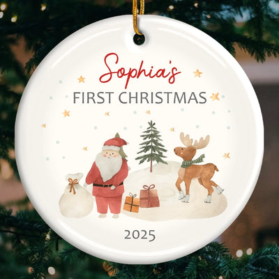 Custom Ceramic First Christmas Ornament - Personalized Christmas Baby Shower, Gifts For New Moms, New Dads, New Parents - Our Christmas Miracle