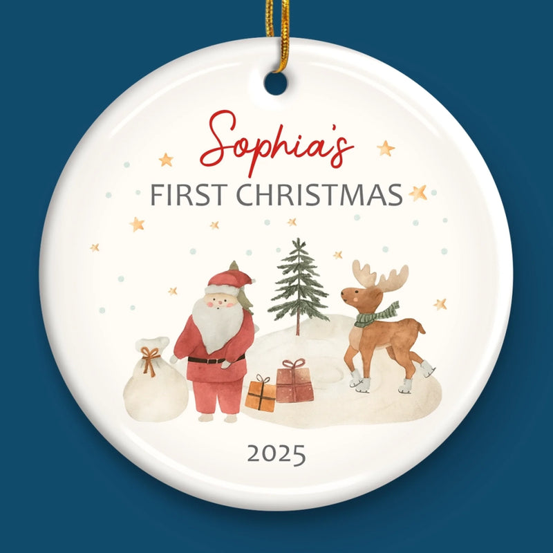 Custom Ceramic First Christmas Ornament - Personalized Christmas Baby Shower, Gifts For New Moms, New Dads, New Parents - Our Christmas Miracle