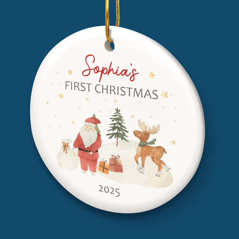 Custom Ceramic First Christmas Ornament - Personalized Christmas Baby Shower, Gifts For New Moms, New Dads, New Parents - Our Christmas Miracle