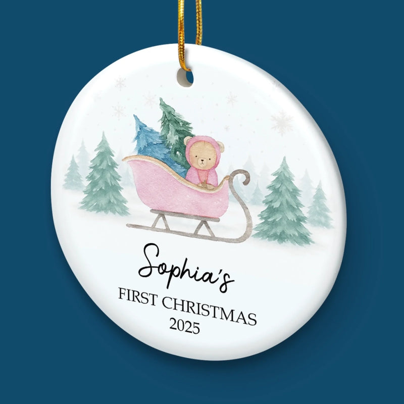 Custom Ceramic First Christmas Ornament - Personalized Christmas Baby Shower, Gifts For New Moms, New Dads, New Parents - Little Feet, Christmas Sweet