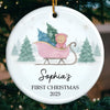 Custom Ceramic First Christmas Ornament - Personalized Christmas Baby Shower, Gifts For New Moms, New Dads, New Parents - Little Feet, Christmas Sweet